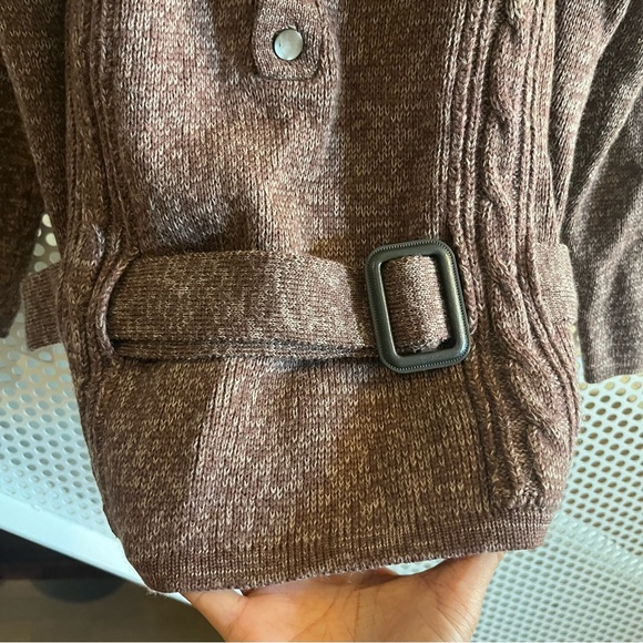 Vintage Berne Belted Virgin Wool Knit Sweater Size M/L in Chestnut Brown - Picture 6 of 12
